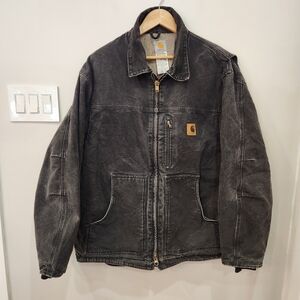 Vintage Carhartt Sherpa-Lined Ridge Jacket Canvas Faded Black C61 DKB Men’s 2XL